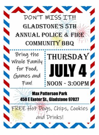 Gladstone's 5th Annual Police & Fire Community BBQ