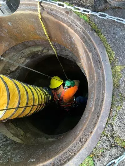 PW Crews entering the wastewater system in a CSE